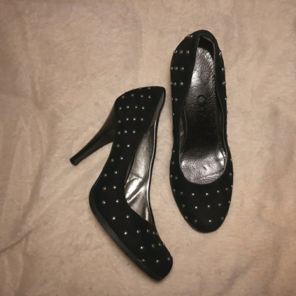 Elegant heels stilettos silver studs leather